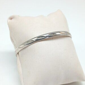 Monet Vintage Etched Bangle Bracelet 7.75" Women's Silver Tone Textured